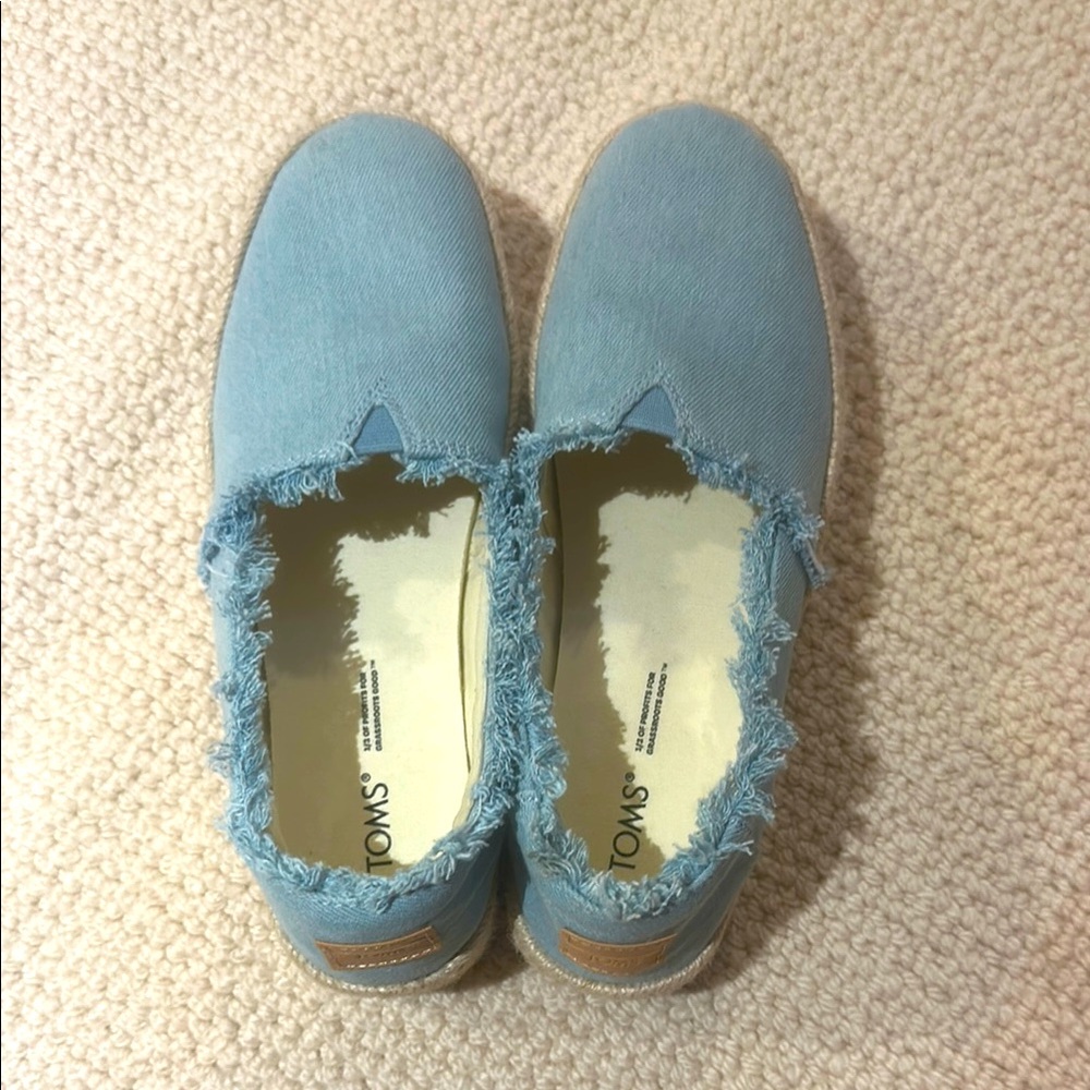 TOMS Women's Blue Canvas Slip-On Shoes